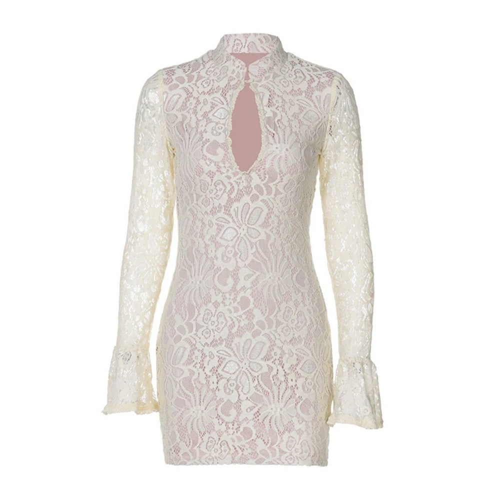 Women’s Long Sleeve Lace Sexy Mini Dress