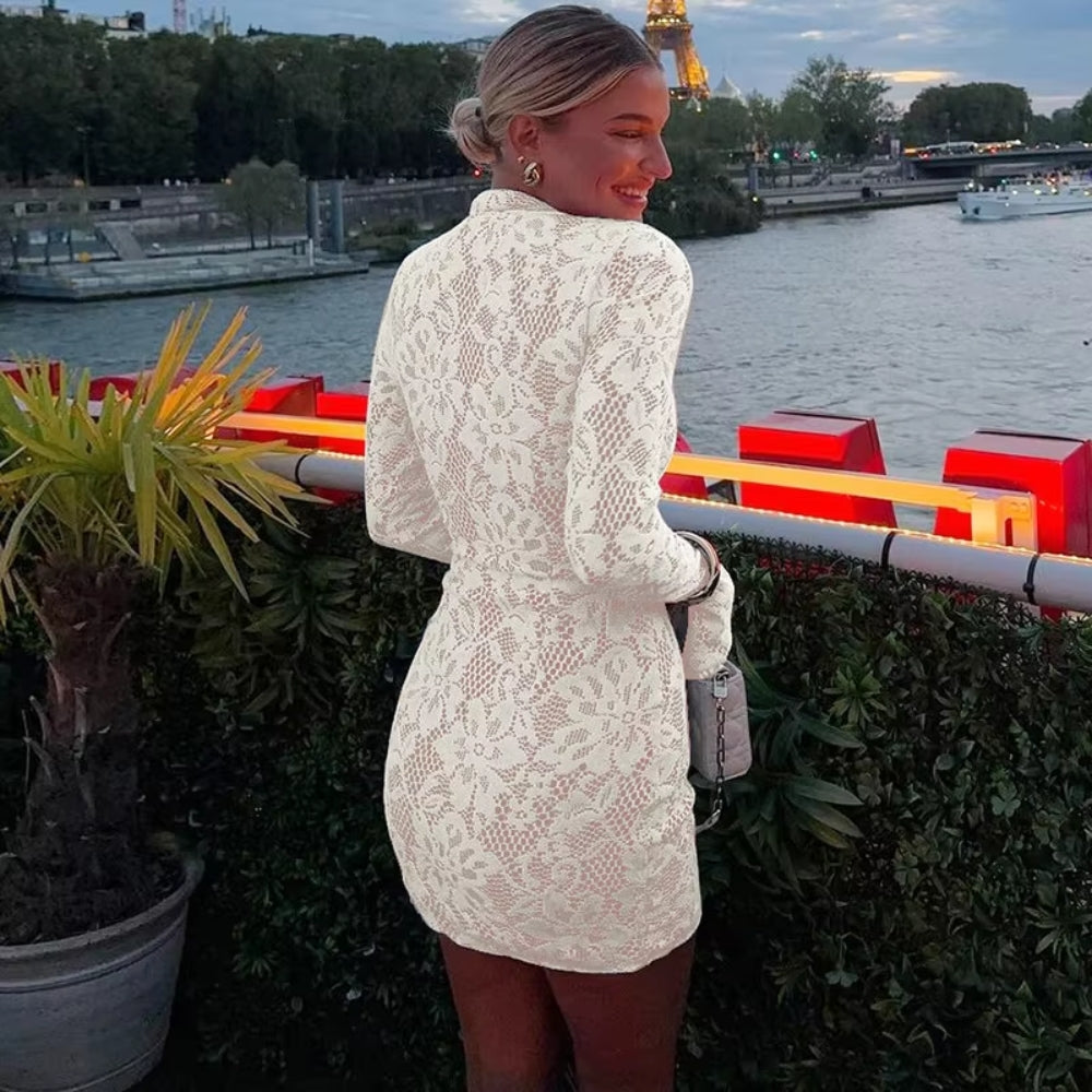 Women’s Long Sleeve Lace Sexy Mini Dress