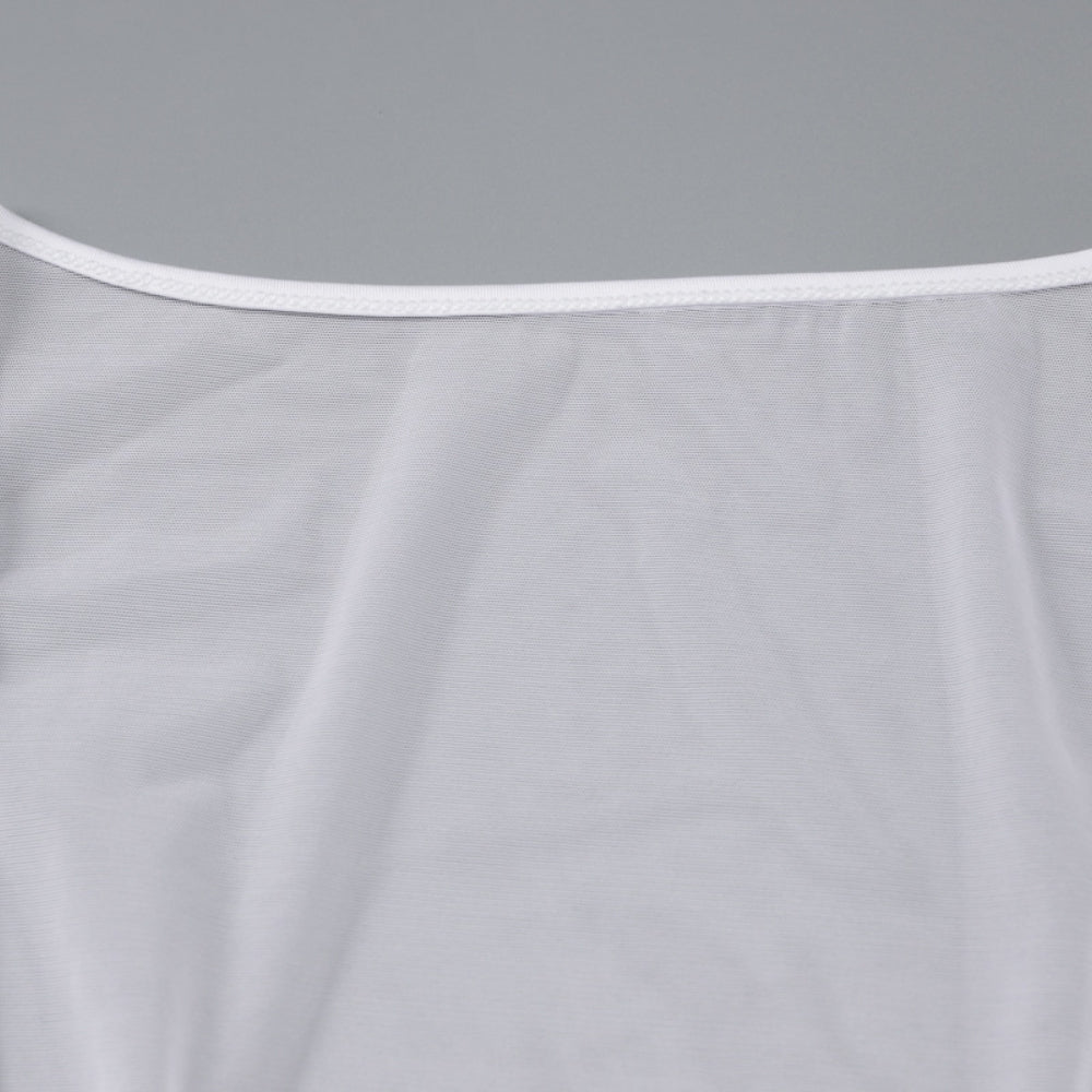 Women’s Lace-Up Mesh Long-Sleeve Dress with Bra Set