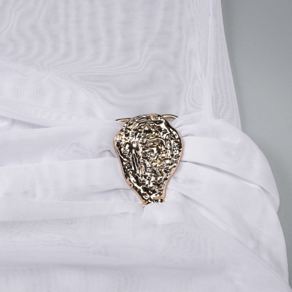 Women’s Lace-Up Mesh Long-Sleeve Dress with Bra Set