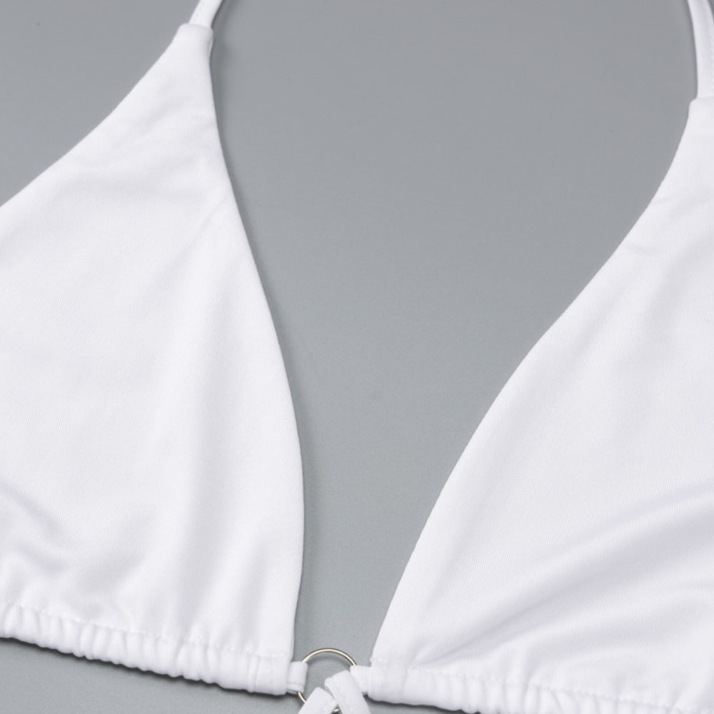 Women’s Lace-Up Mesh Long-Sleeve Dress with Bra Set