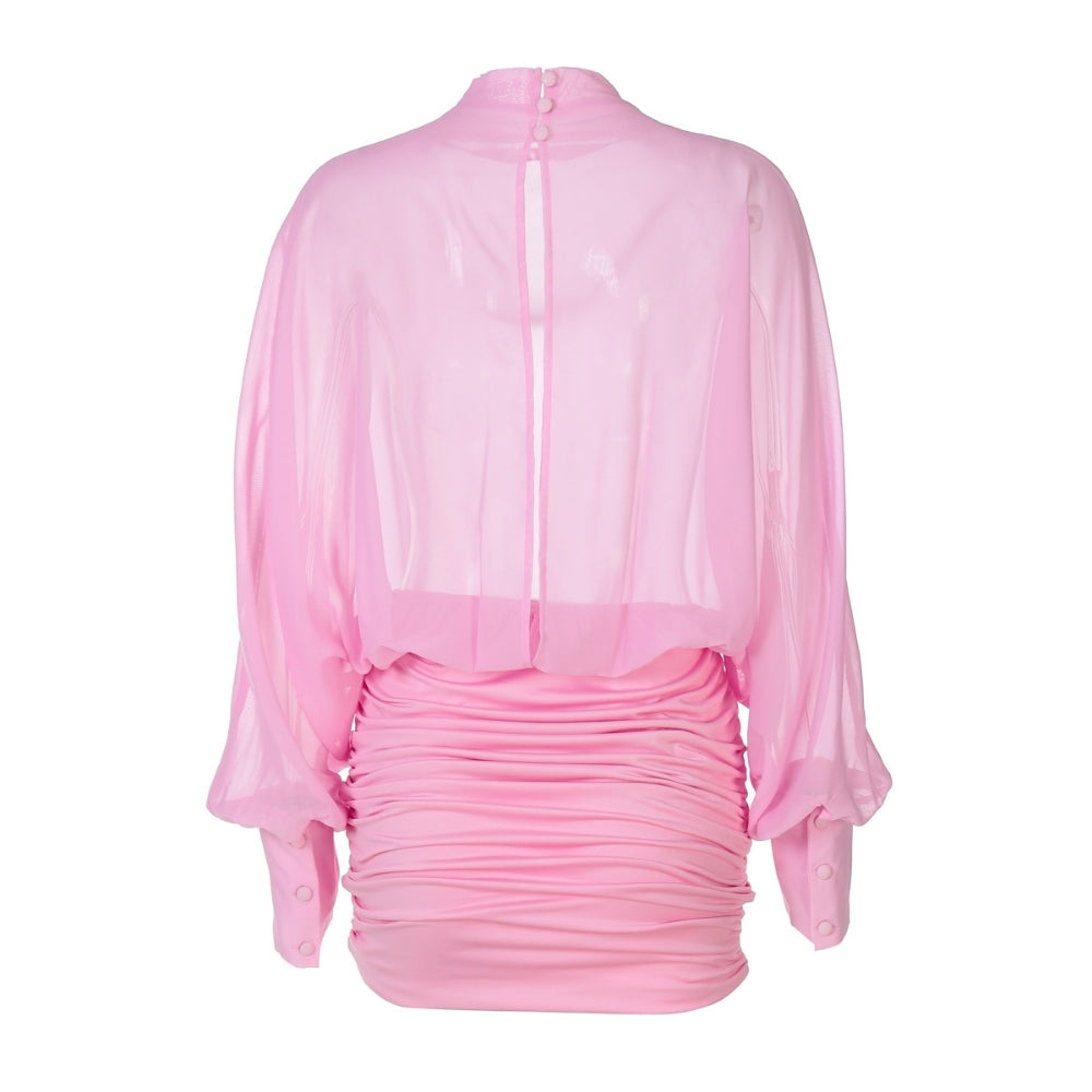 Women’s Chiffon Long Sleeve Draped Dress