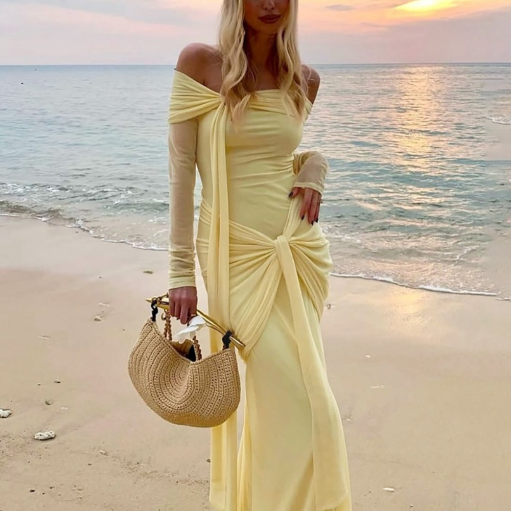 Women’s Off-Shoulder Ribbon Dress