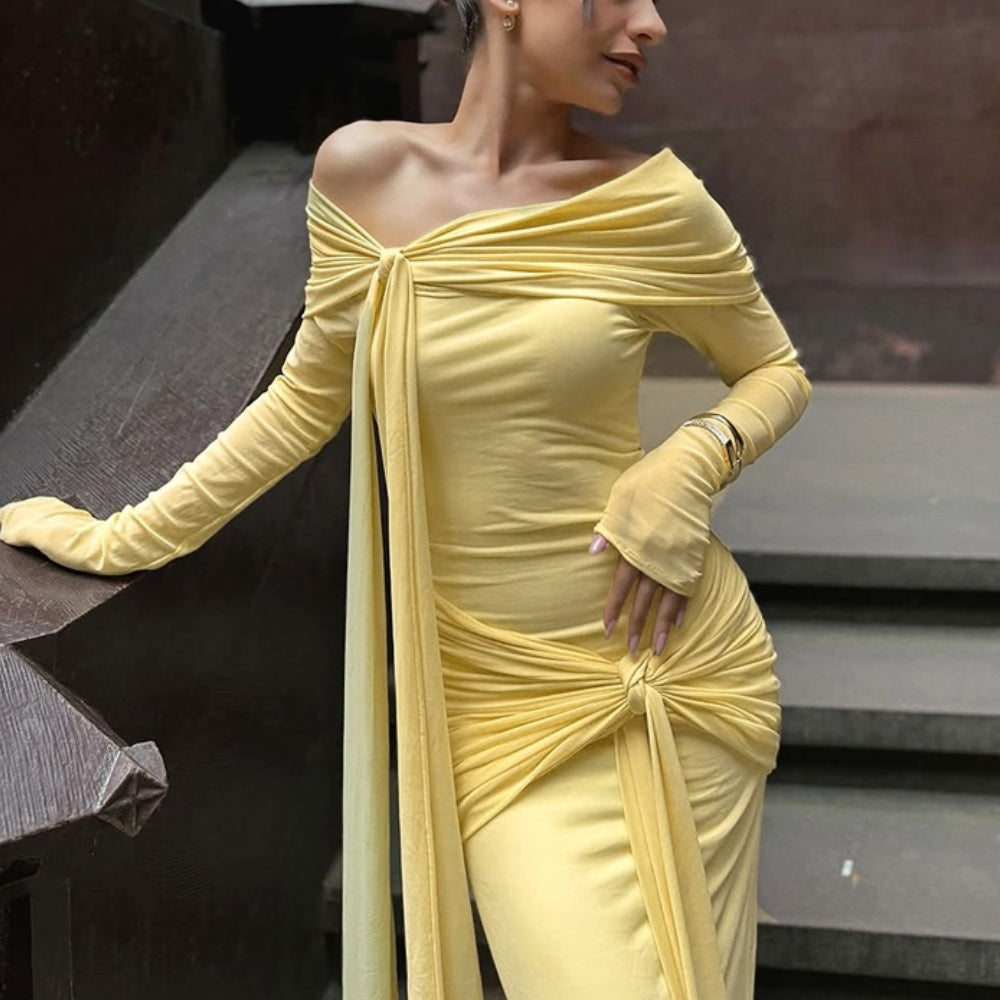 Women’s Off-Shoulder Ribbon Dress