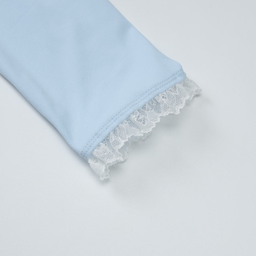 Women’s Lace-Trim Long Sleeve Romper