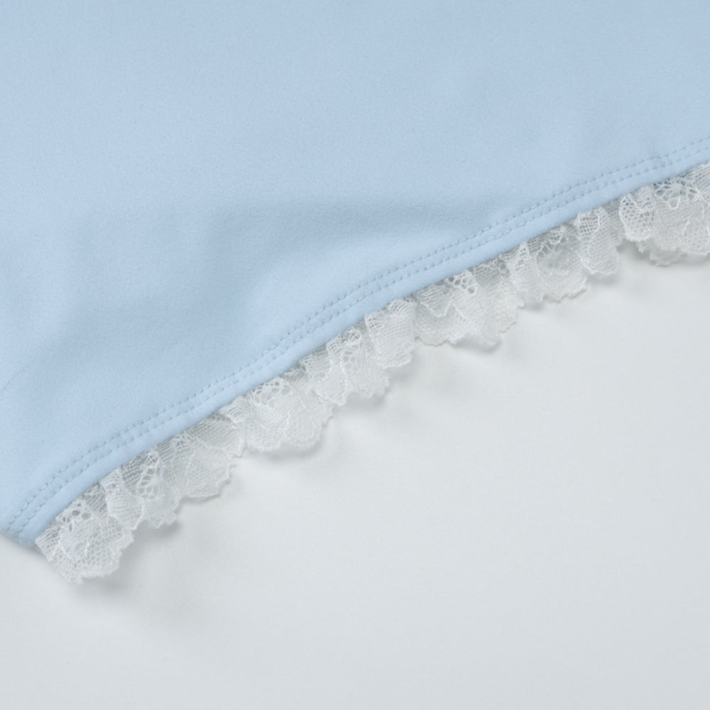 Women’s Lace-Trim Long Sleeve Romper