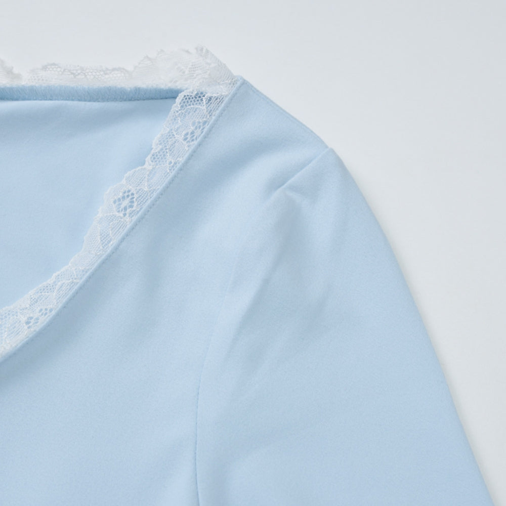 Women’s Lace-Trim Long Sleeve Romper