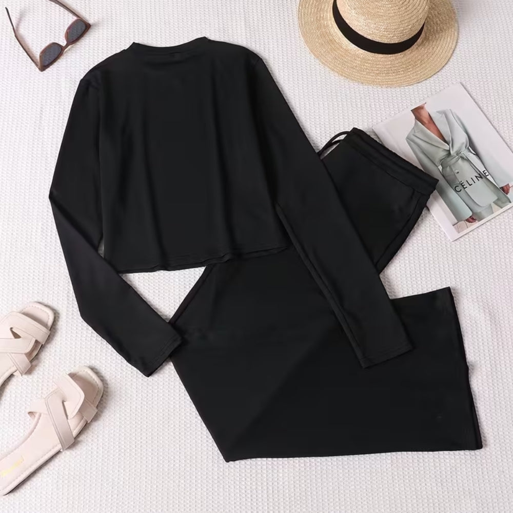 Women’s Casual 2-Piece Crop Top and Flare Pants Set