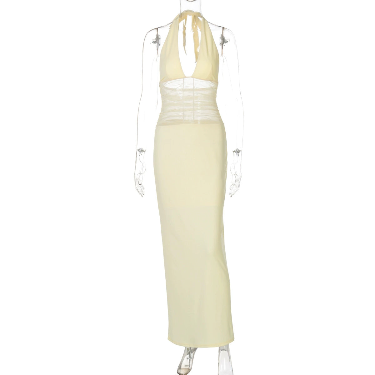 Women’s Sexy Mesh Backless Deep V Lace Dress