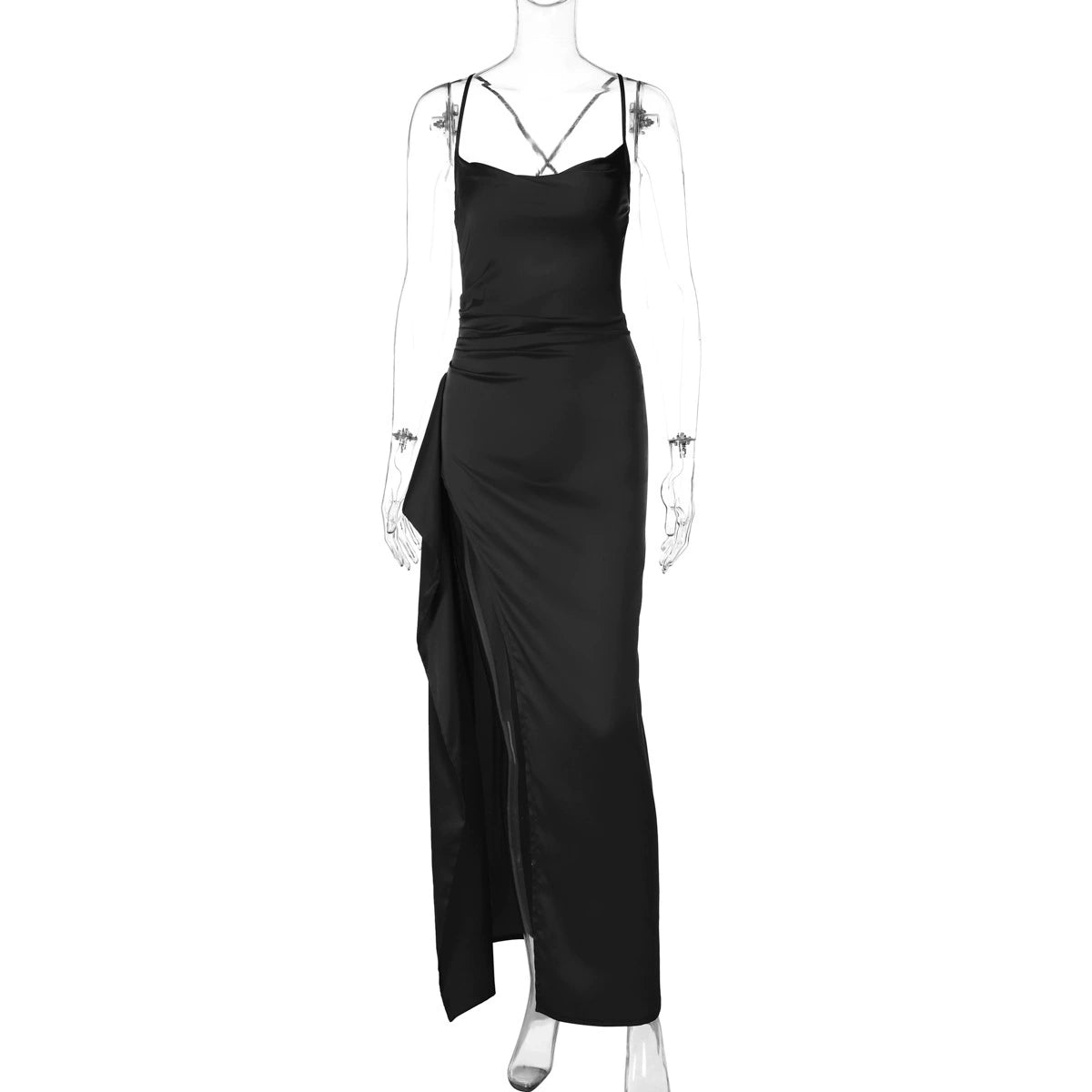 Women’s Spaghetti Strap Backless Slit Maxi Dress