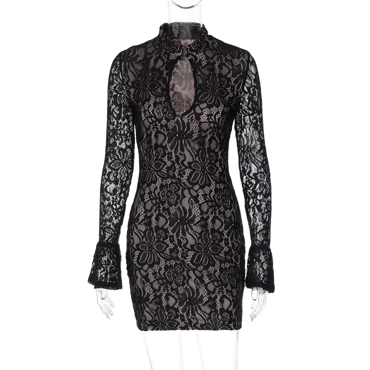 Women’s Long Sleeve Lace Sexy Mini Dress