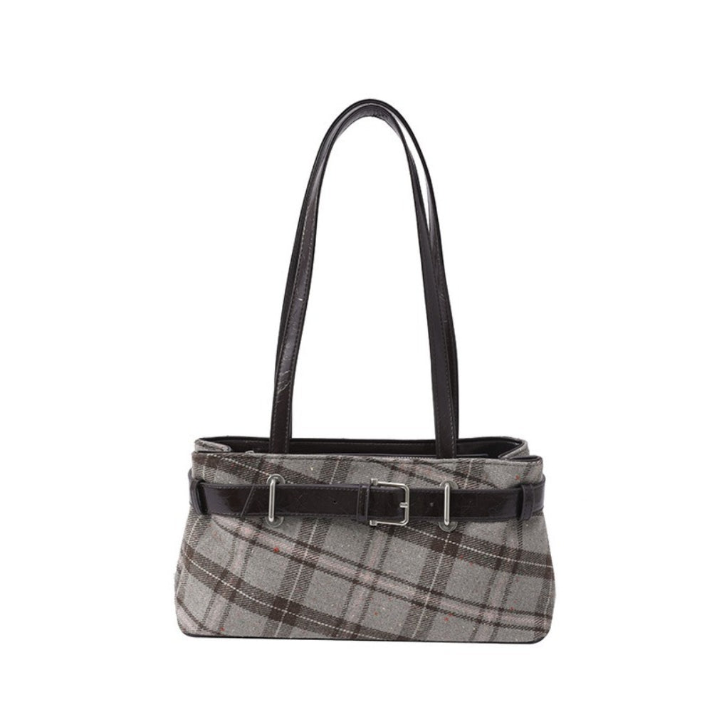 Women's Canvas Plaid Shoulder Handbag