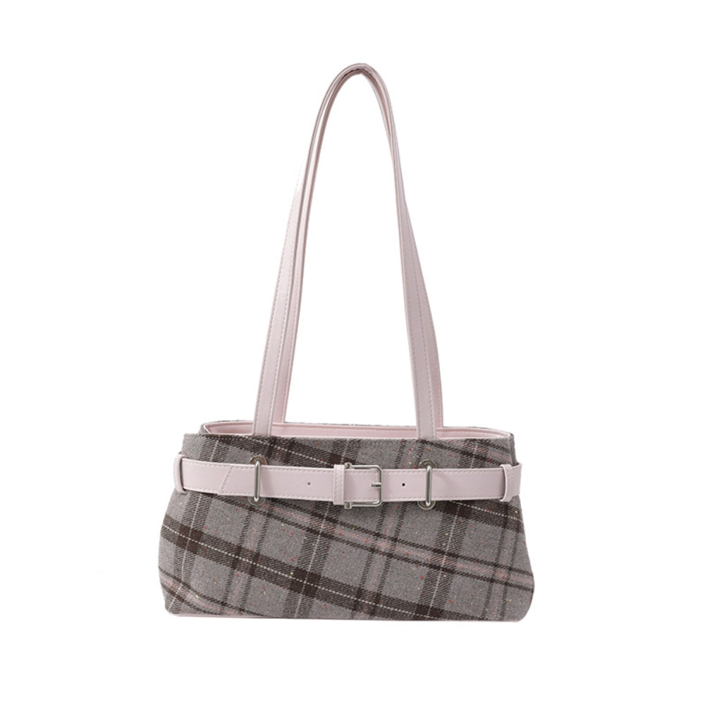 Women's Canvas Plaid Shoulder Handbag
