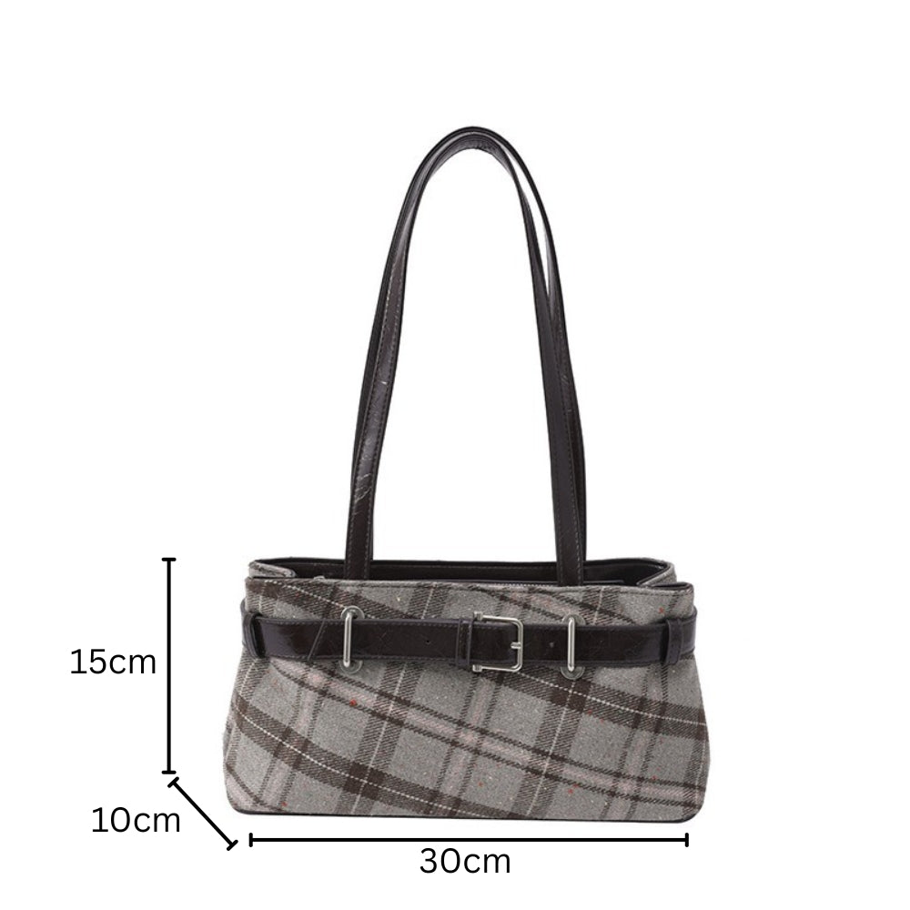 Women's Canvas Plaid Shoulder Handbag