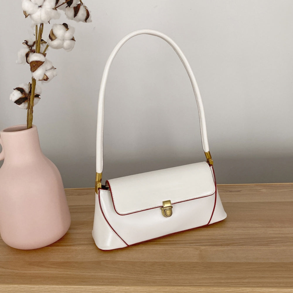 Sleek Flap Baguette Shoulder Bag
