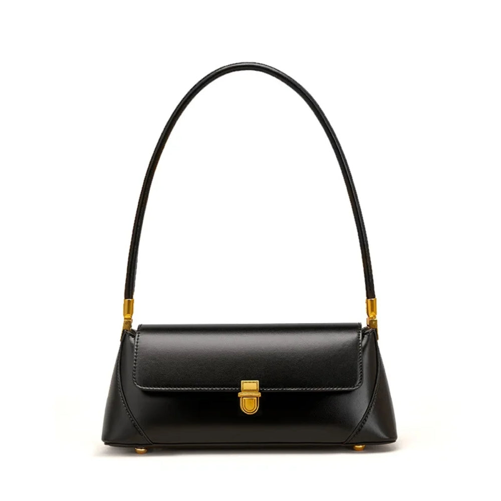 Sleek Flap Baguette Shoulder Bag