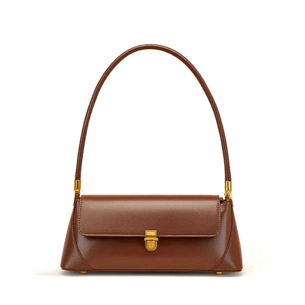 Sleek Flap Baguette Shoulder Bag