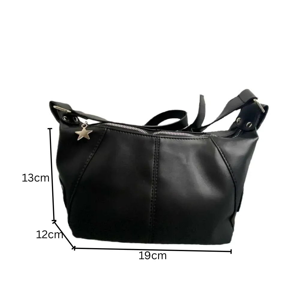 Women’s Punk Black Leather Shoulder Crossbody Bag