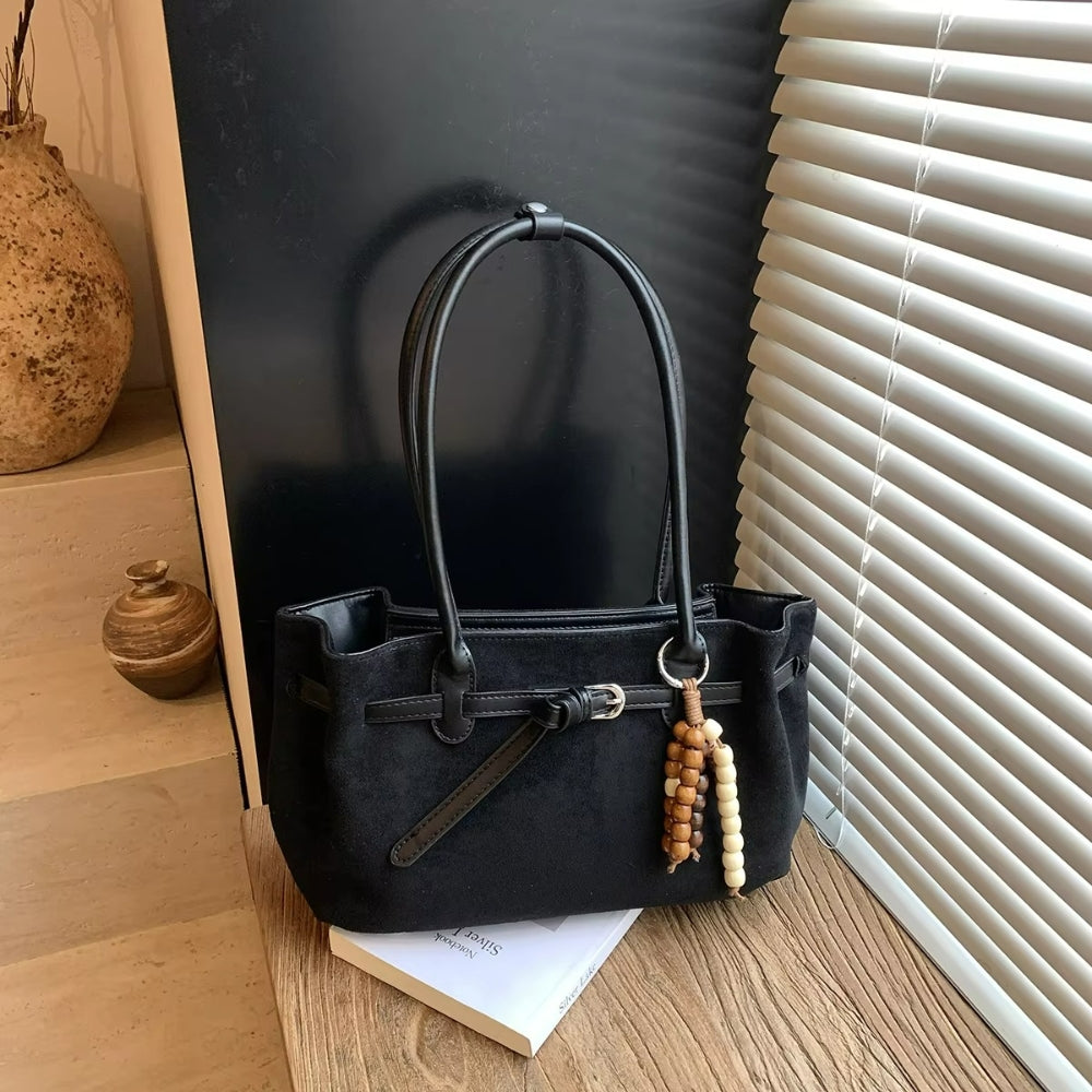 Women’s Stylish Vintage Suede Shoulder Bag with Pendant