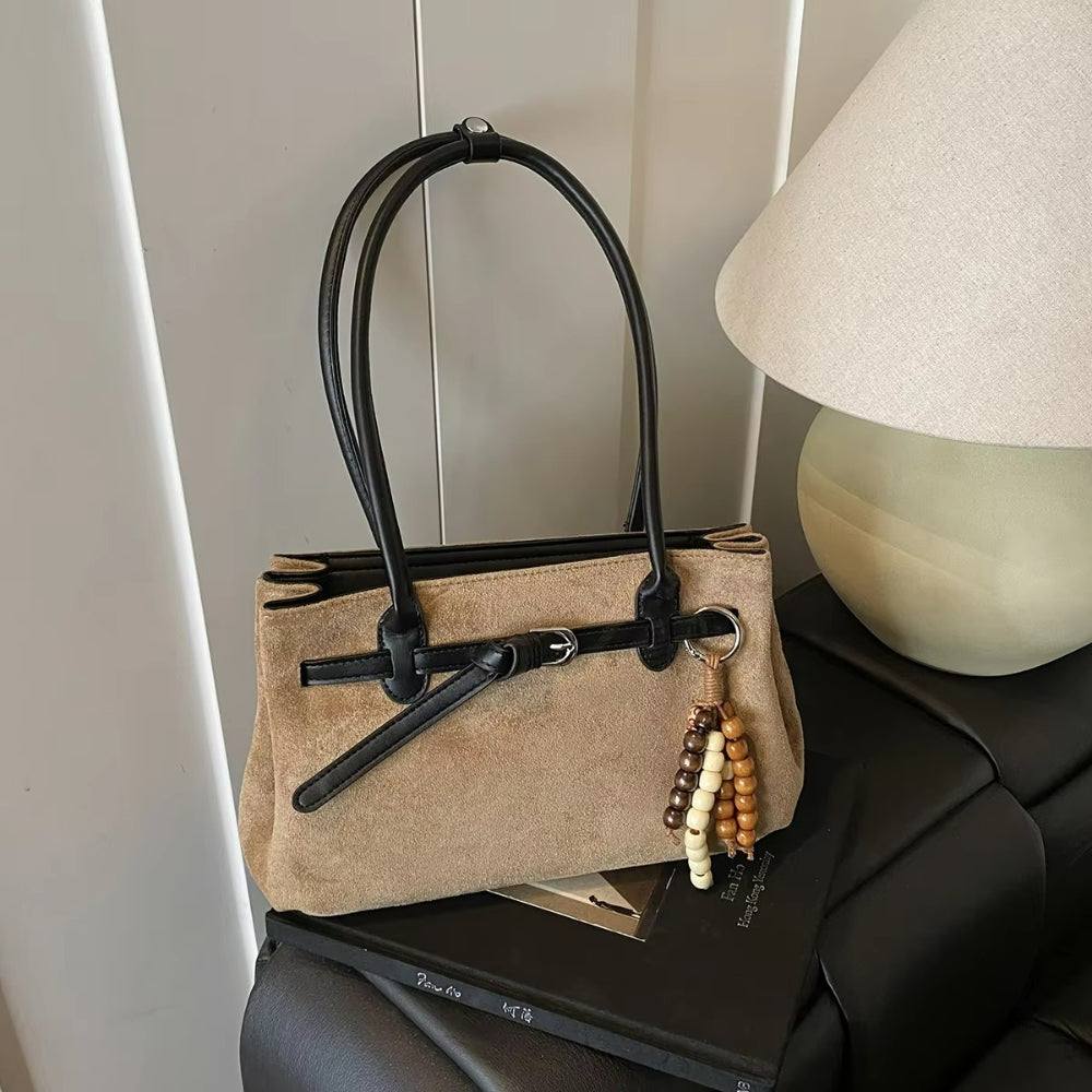 Women’s Stylish Vintage Suede Shoulder Bag with Pendant