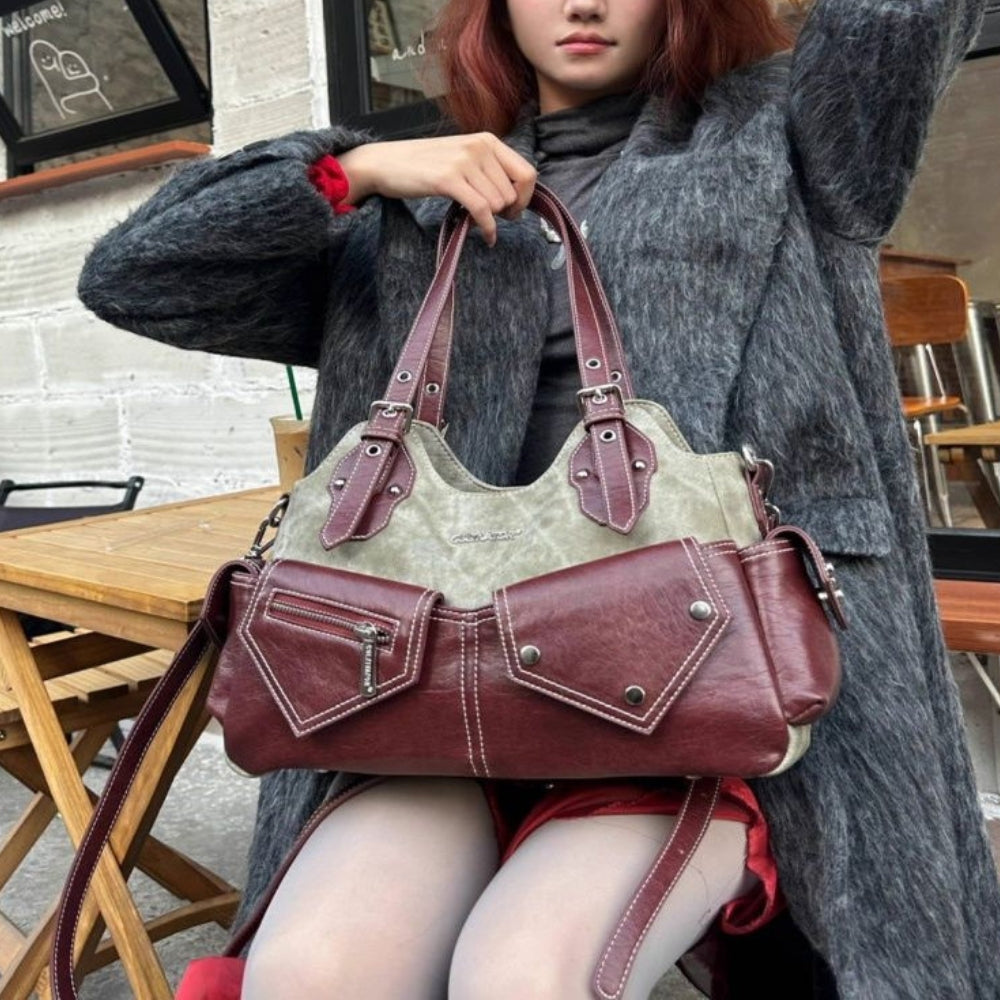 Women’s Denim Patchwork Shoulder Bag