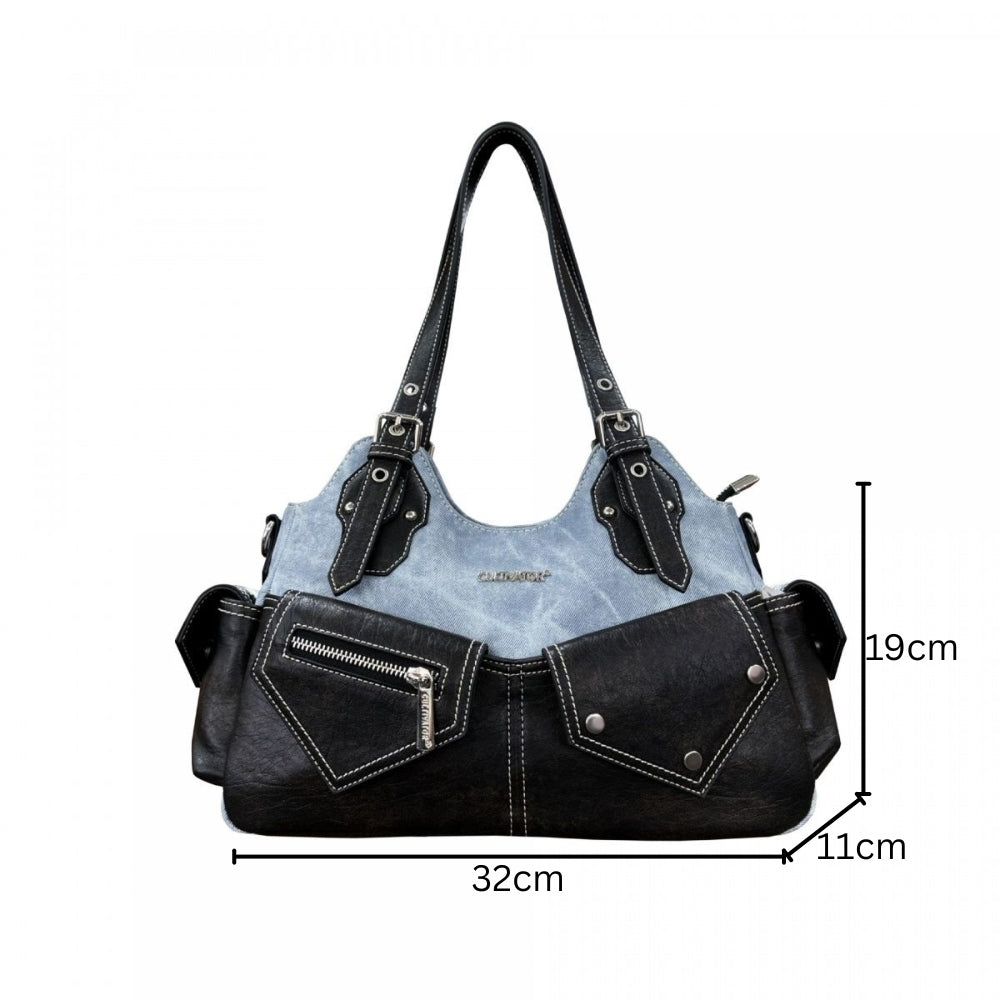 Women’s Denim Patchwork Shoulder Bag