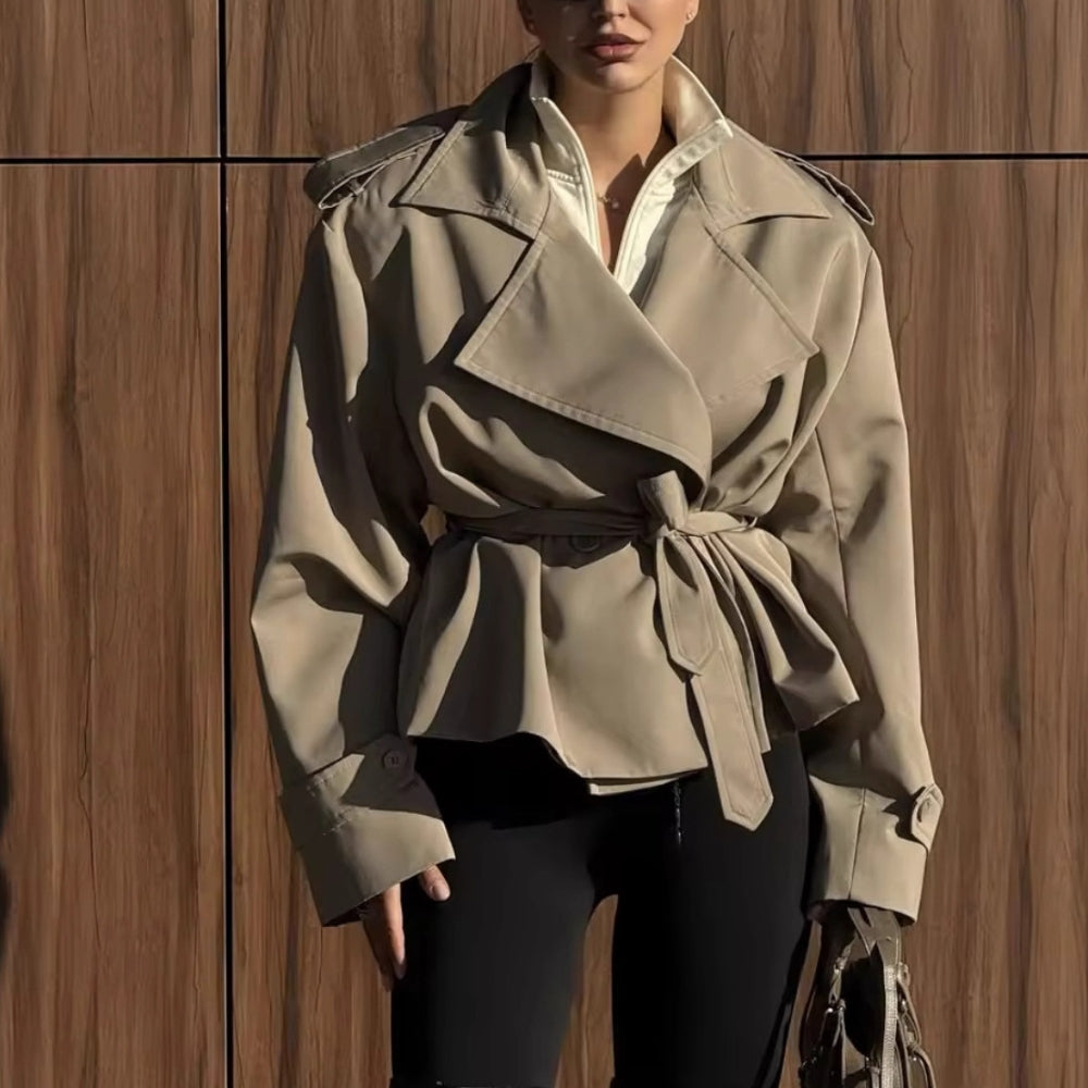 Women’s Lace-Up Cropped Trench Coat