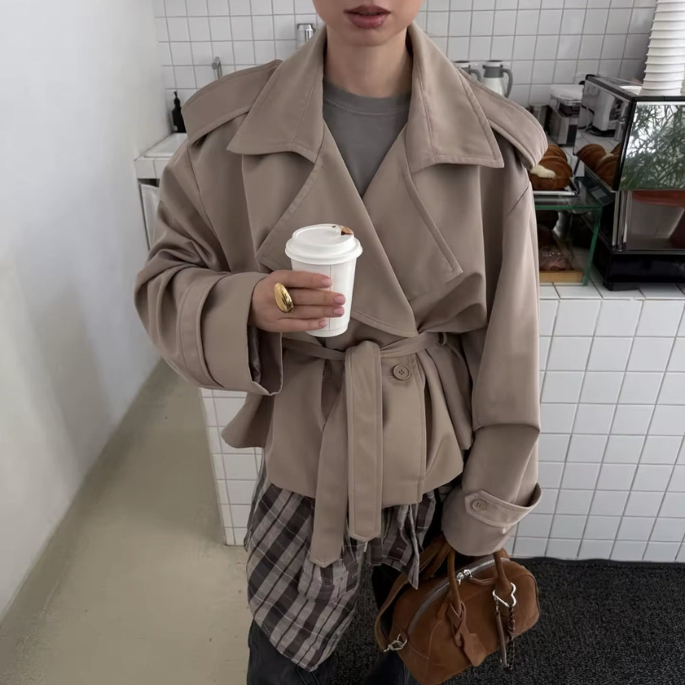 Women’s Lace-Up Cropped Trench Coat