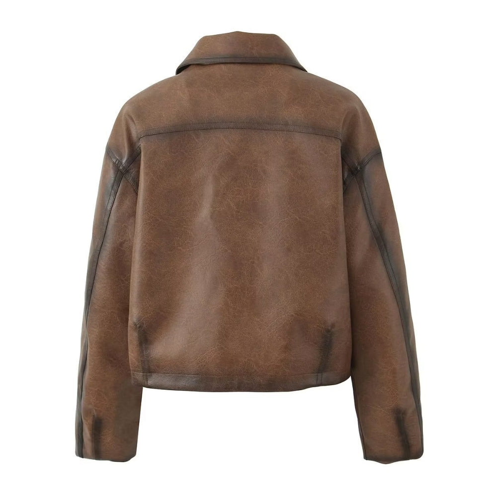 Women’s Retro Brown Leather Jacket