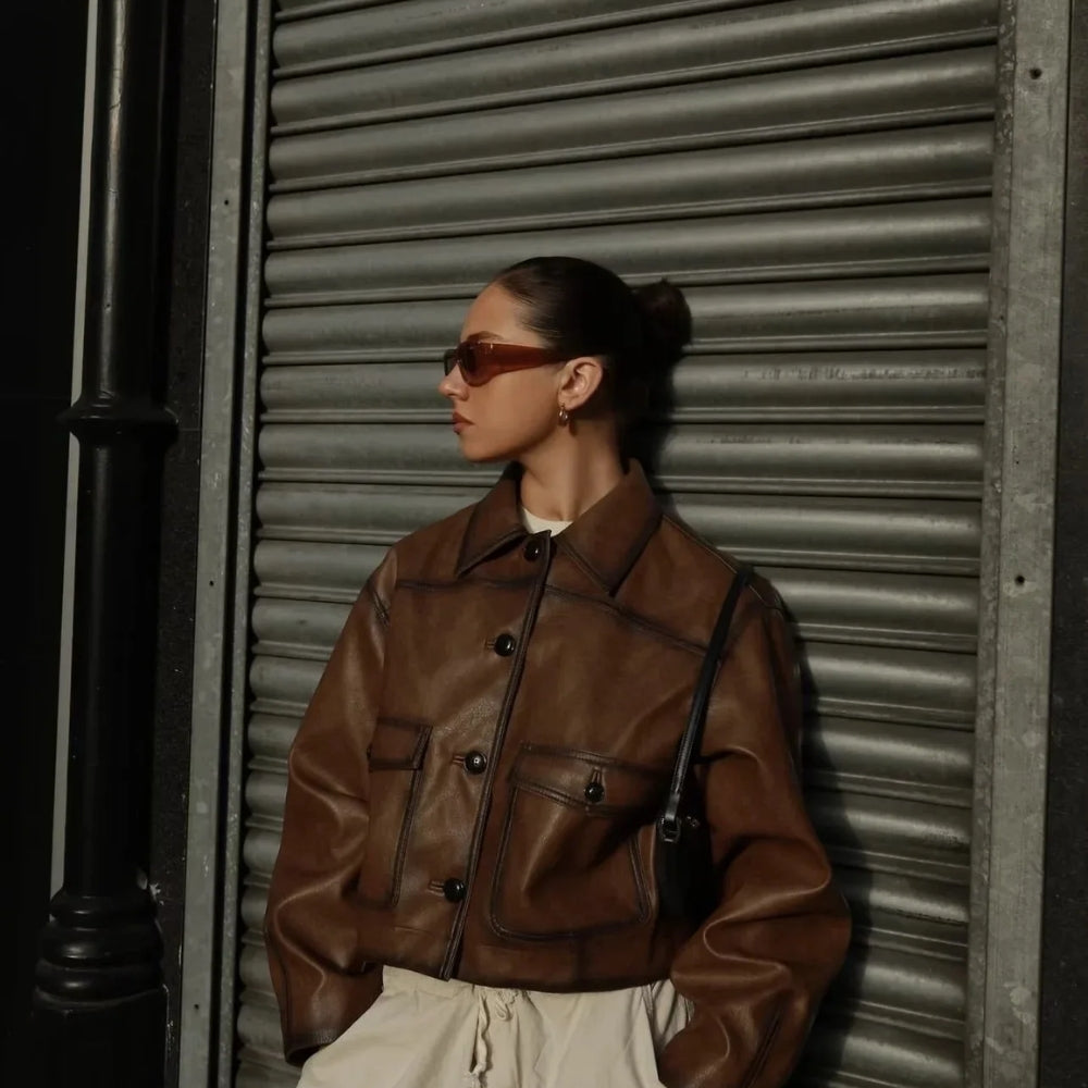 Women’s Retro Brown Leather Jacket