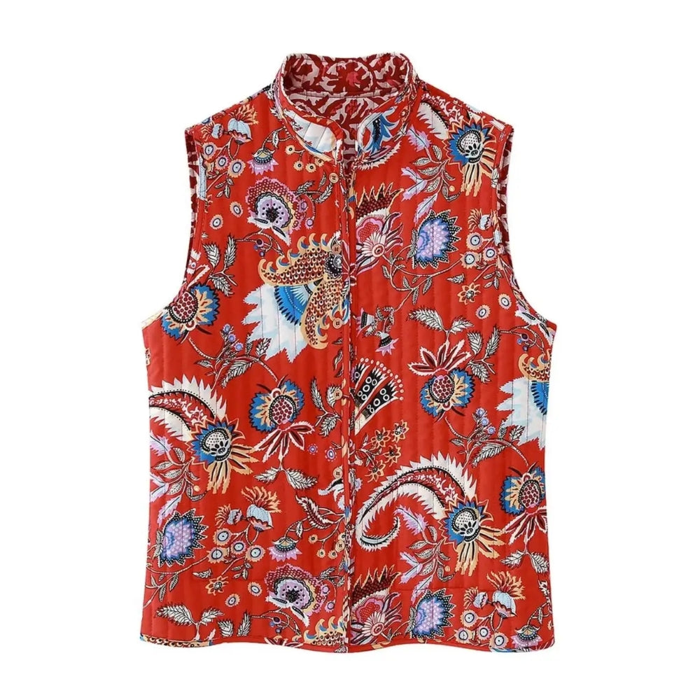 Women’s Quilted Print Sleeveless Vest