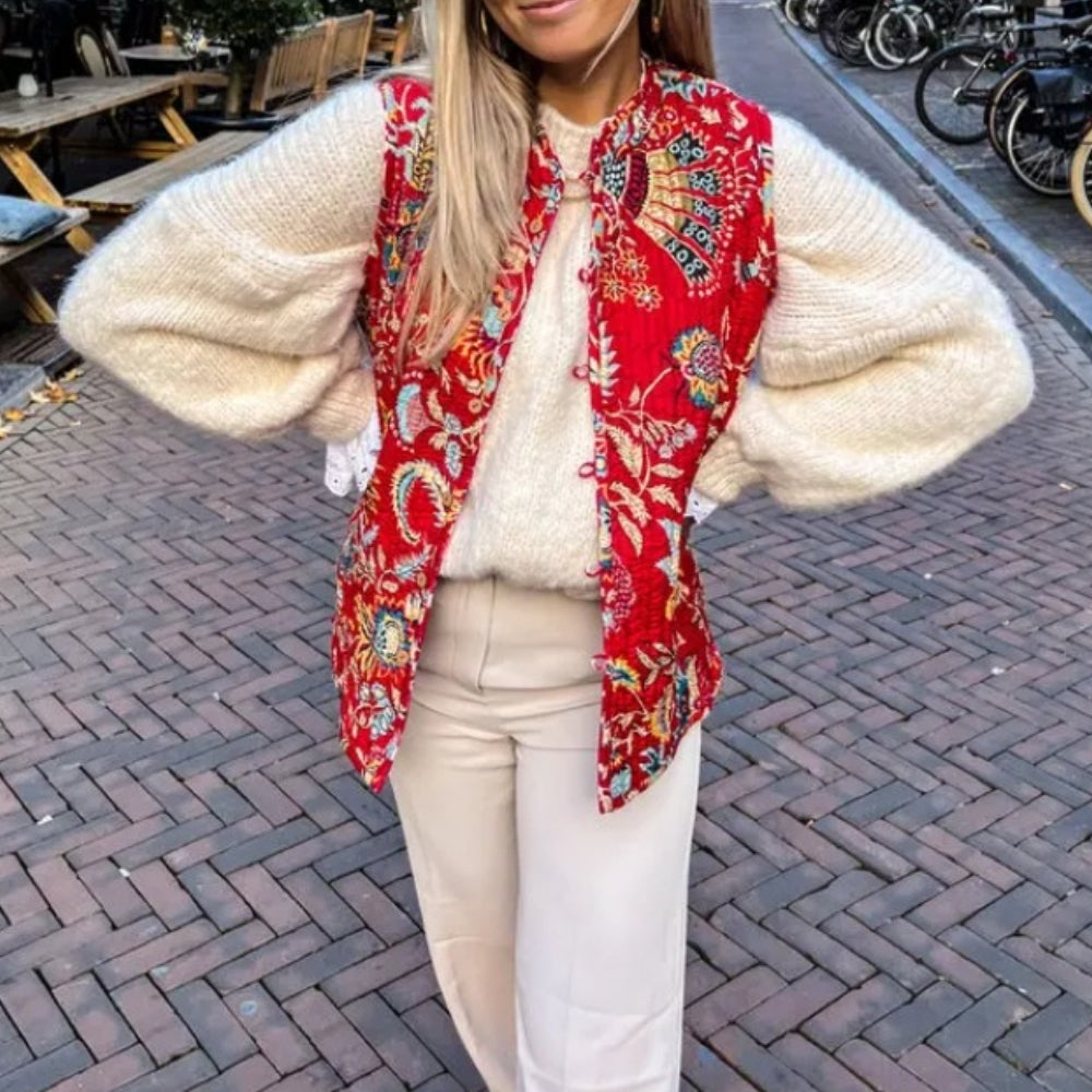 Women’s Quilted Print Sleeveless Vest