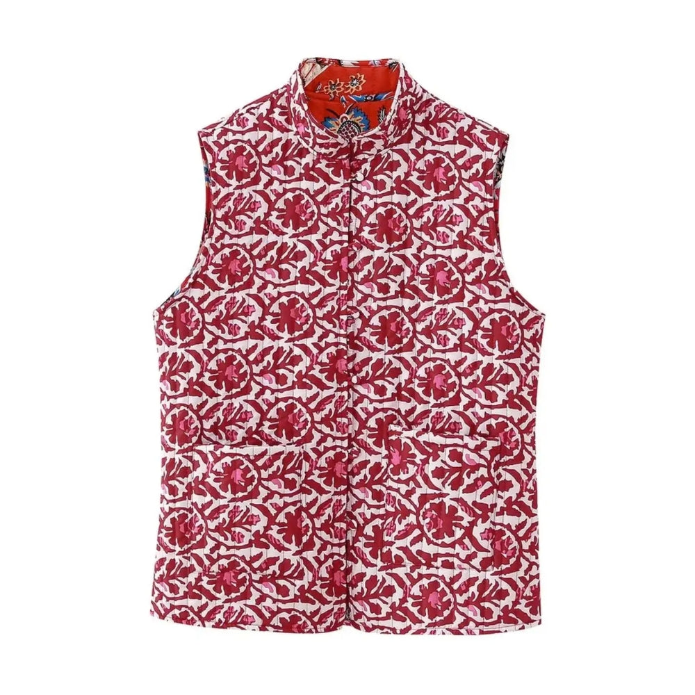 Women’s Quilted Print Sleeveless Vest