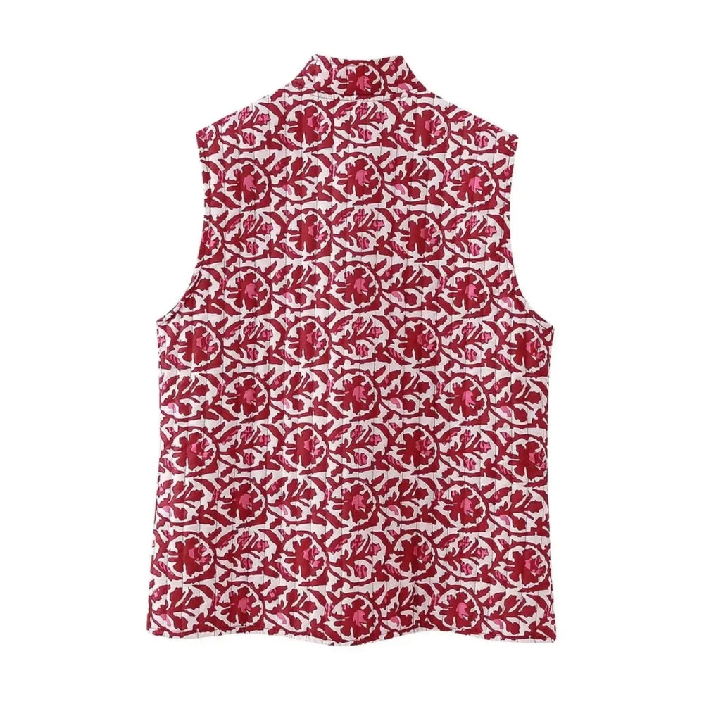 Women’s Quilted Print Sleeveless Vest