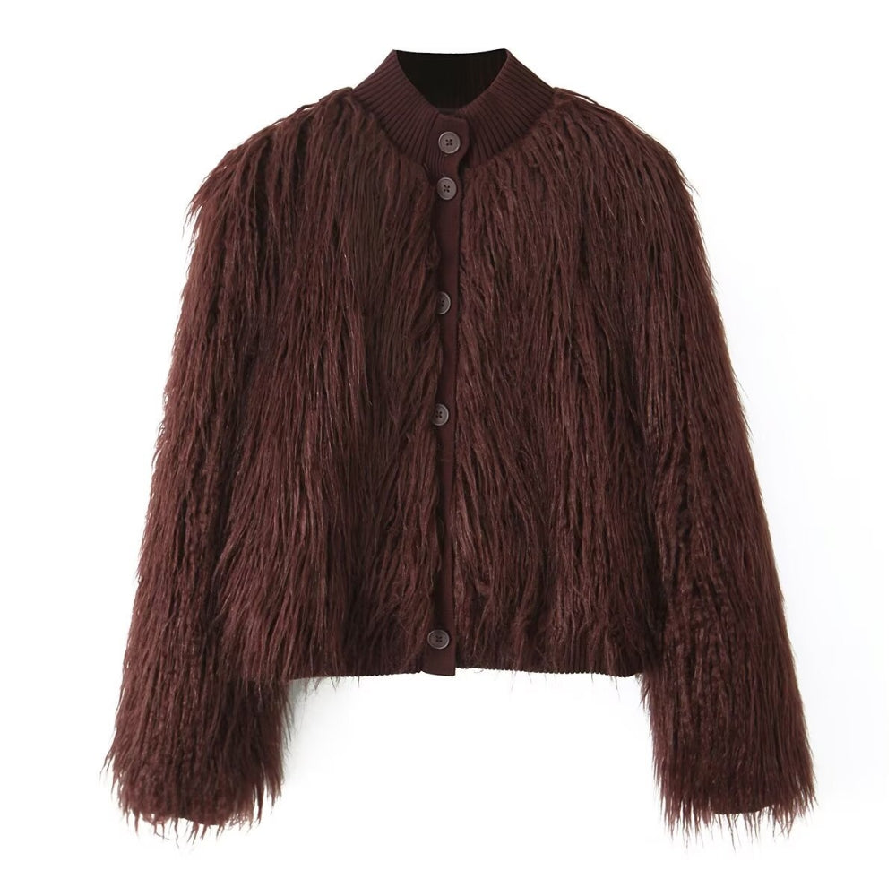 Women’s Faux Fur Ribbed Knit Jacket