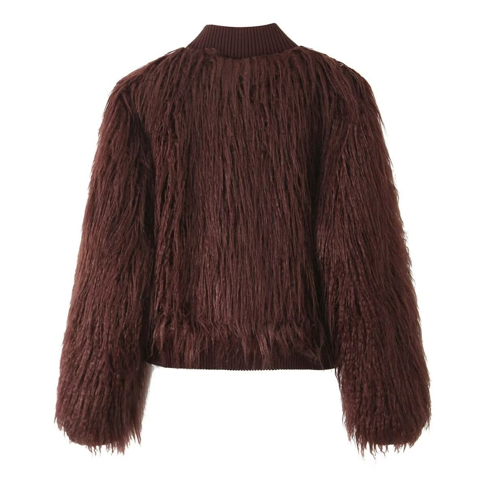 Women’s Faux Fur Ribbed Knit Jacket