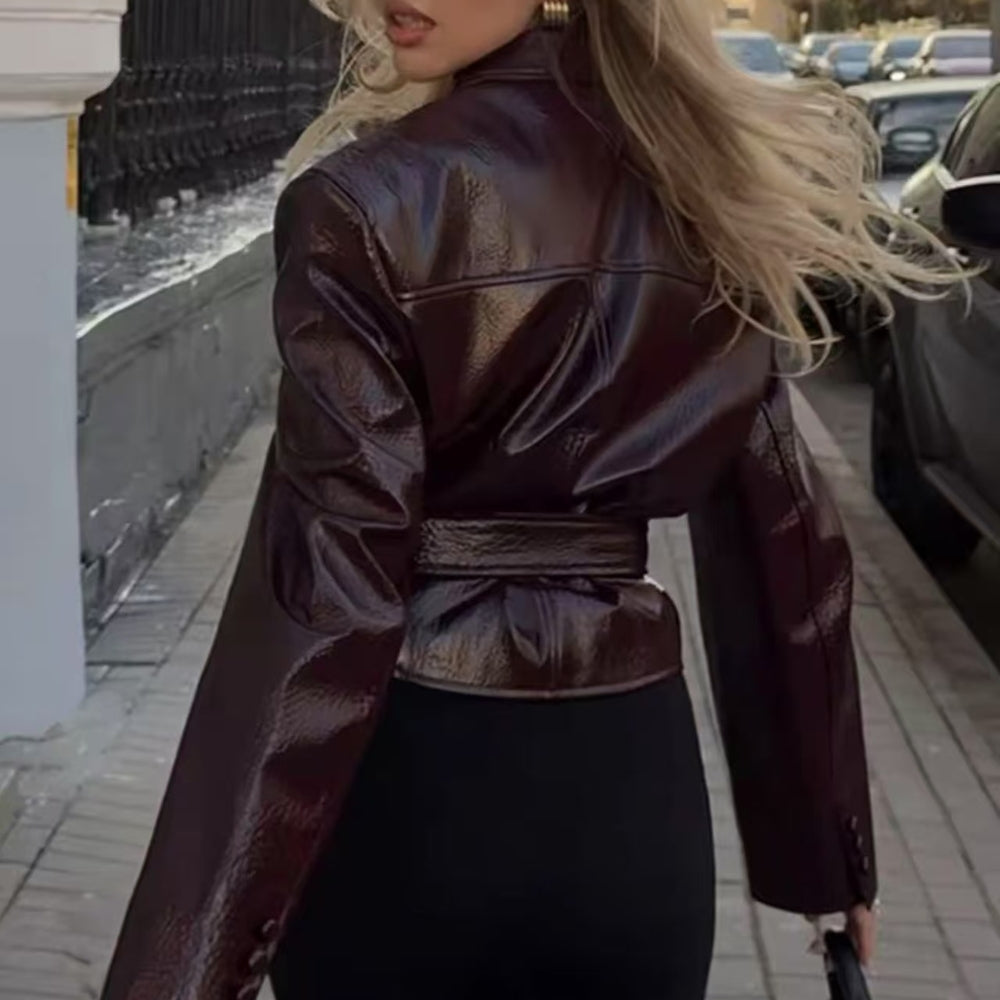 Women’s Belted Glossy Jacket