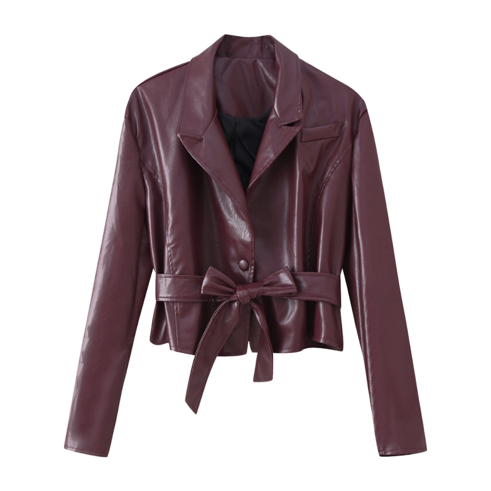 Women’s Belted Glossy Jacket
