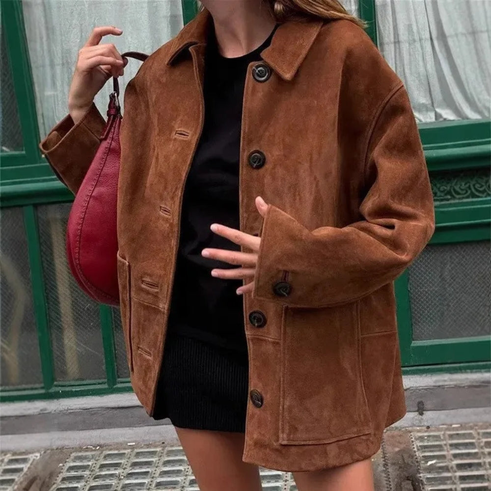 Women’s Vintage Suede Jacket Loose Fit
