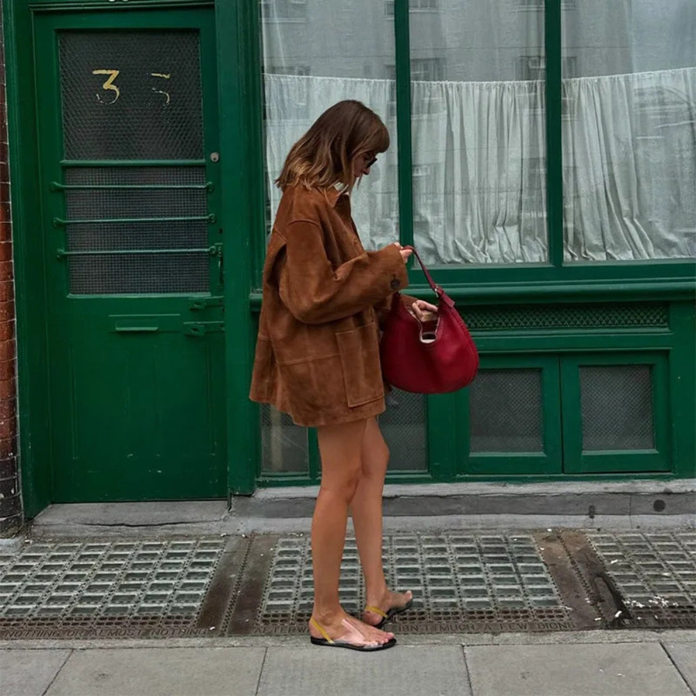 Women’s Vintage Suede Jacket Loose Fit