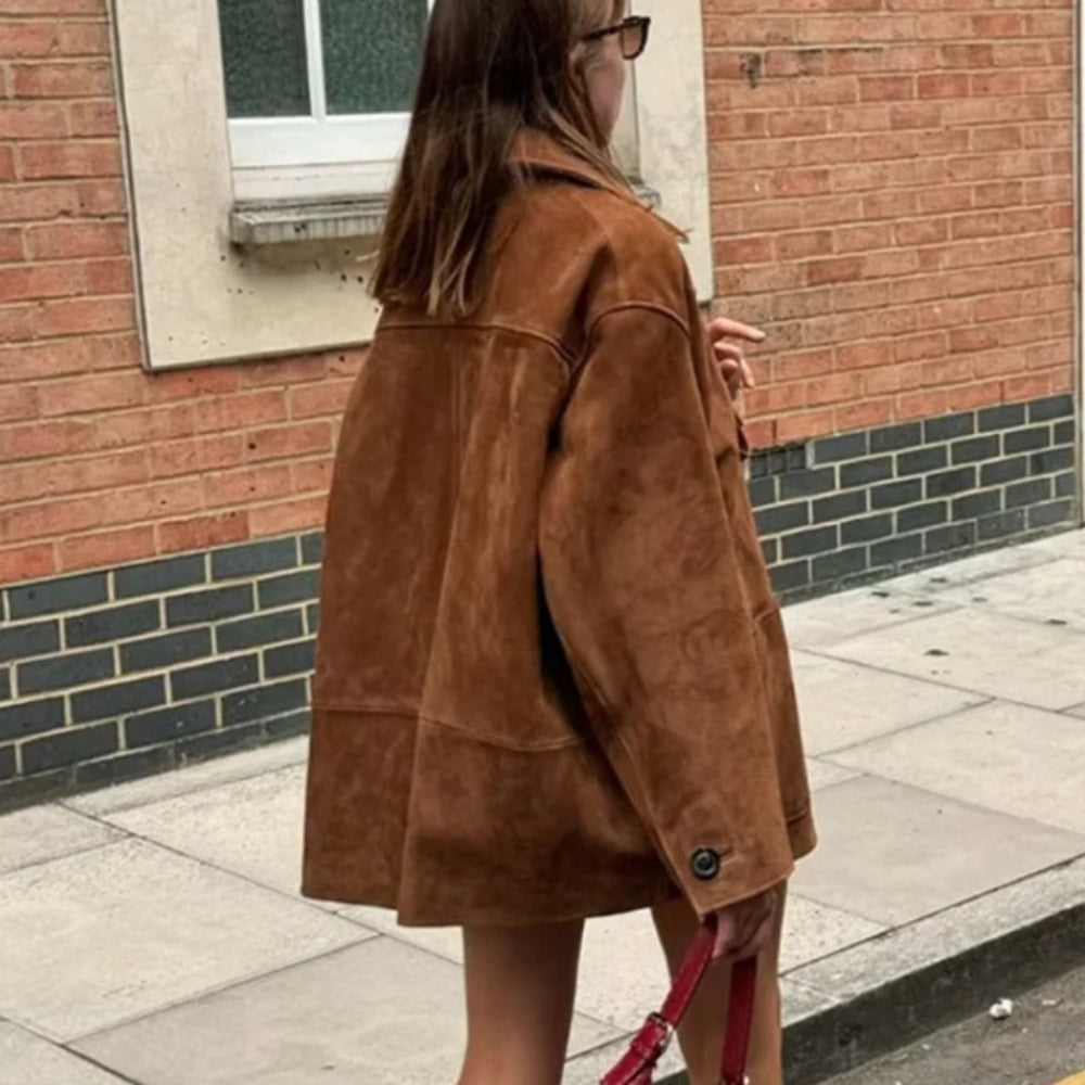 Women’s Vintage Suede Jacket Loose Fit