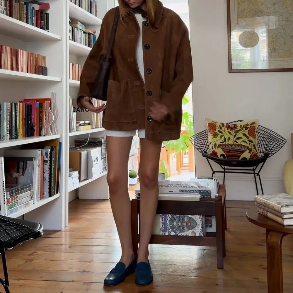 Women’s Vintage Suede Jacket Loose Fit
