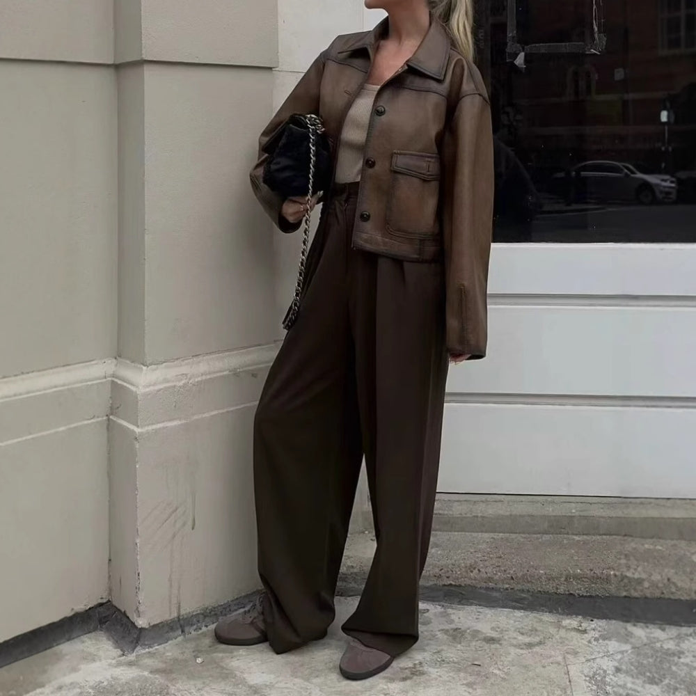 Women’s Retro Brown Leather Jacket