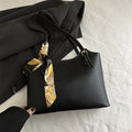 Women’s Large Faux Leather Tote Bag with Scarf Adjustable Strap