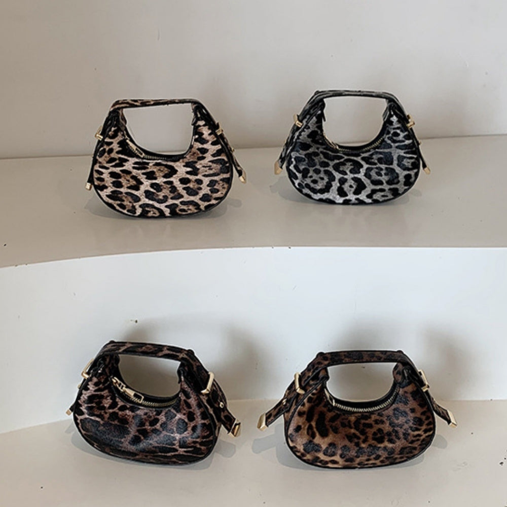 Women’s Leopard Print Crescent Mini Handbag Clutch