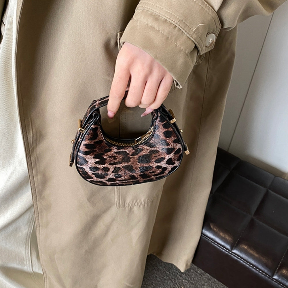 Women’s Leopard Print Crescent Mini Handbag Clutch