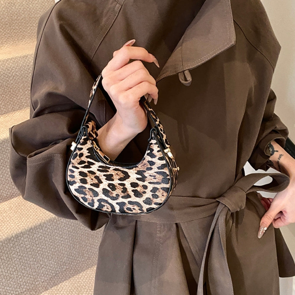 Women’s Leopard Print Crescent Mini Handbag Clutch