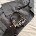 Women’s Leopard Print Crescent Mini Handbag Clutch