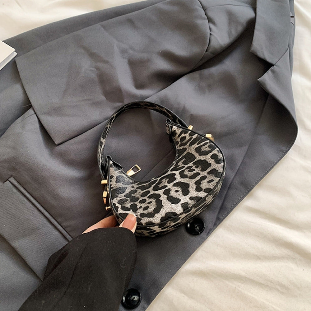 Women’s Leopard Print Crescent Mini Handbag Clutch