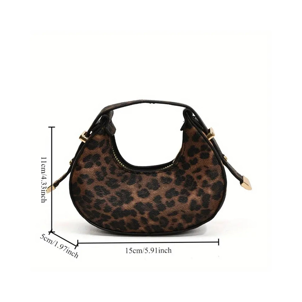 Women’s Leopard Print Crescent Mini Handbag Clutch